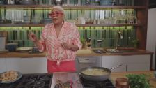 S1 E10: Encocado Shrimp With Poblano Stuffed Grits