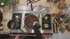 S1 E9: Red Wine Beef Stew Over Polenta
